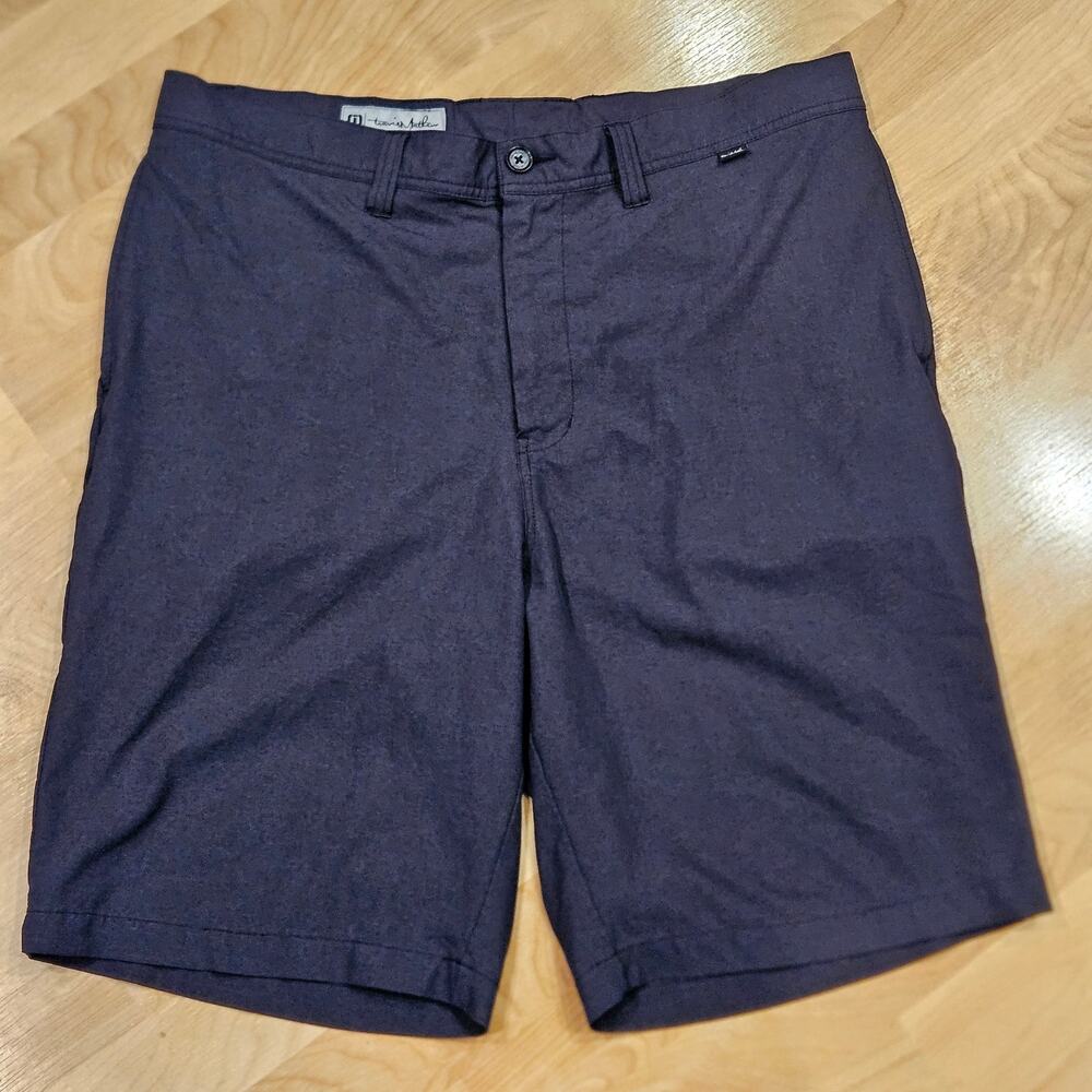 Travis Mathew Shorts Mens Size 38 Beck Flat Front‎ Golf Active Stretch Navy Blue
